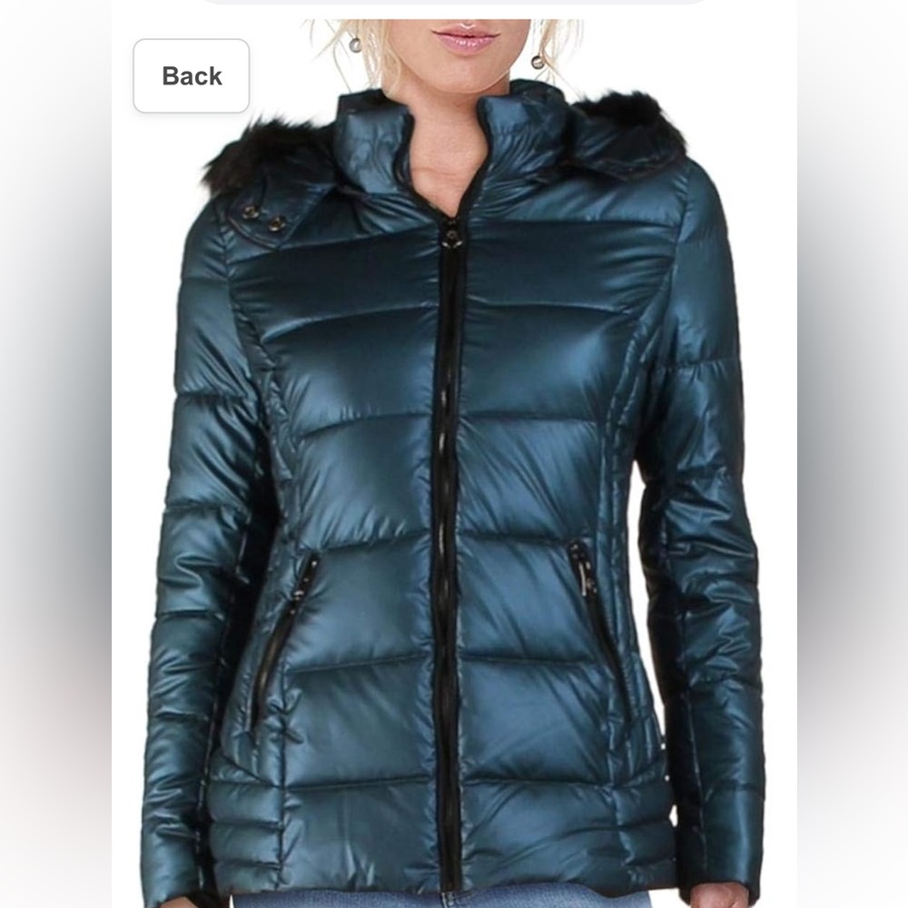 Nanette Lepore Women's Puffer Jacket with Faux Leather size small Coat